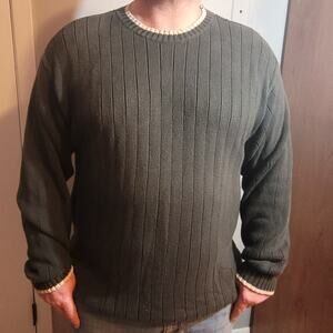 AEROPOSTALE Mens Dark Green Ribbed Cotton Knit Sweater XL Preppy Classic